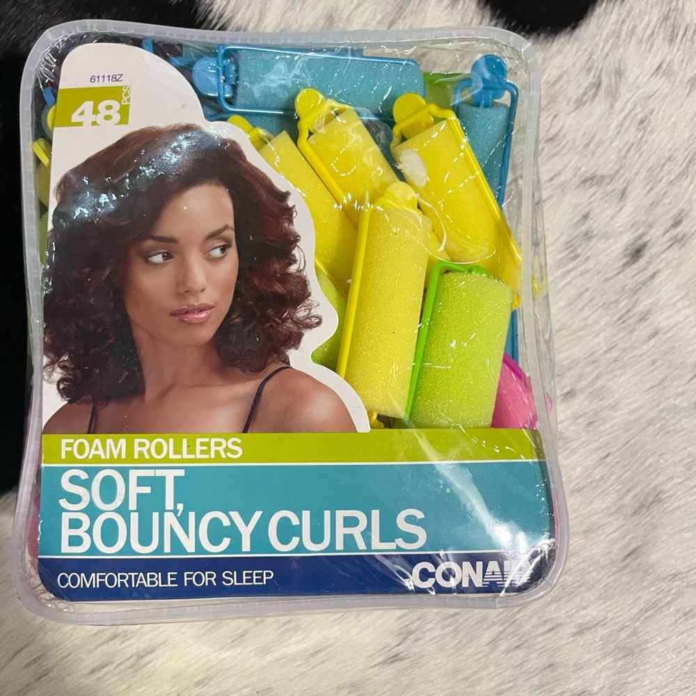 Conair Foam Rollers Soft Bouncy Curls Foam Hair Rollers, For Sleep, Neon, 48 Ct.